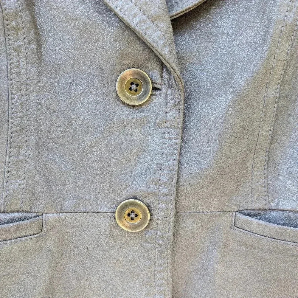 I.E Leather Blazer Jacket Tailored Button Down Me… - image 2